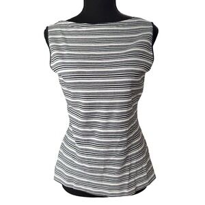 Ann Taylor Loft Striped Sleeveless Top Womens M Black White Minimalist French